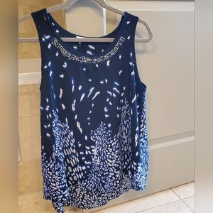 Sleeveless Blouse w/Beaded Detailing Along Neck